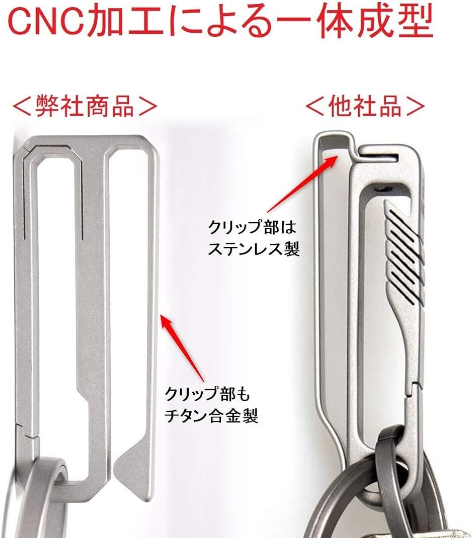 チタン カラビナ キーホルダー ベルト クリップ フック キーリング