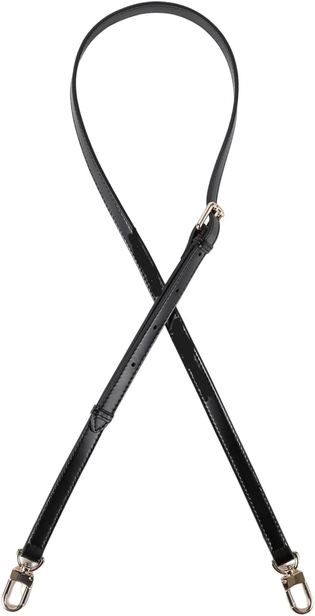 ショルダーバッグ ベルト 本革 レザー 鞄 付け替え ストラップ ひも 幅1.2cm / 1.5cm (ブラック1.8ｃｍ金具ゴールド)