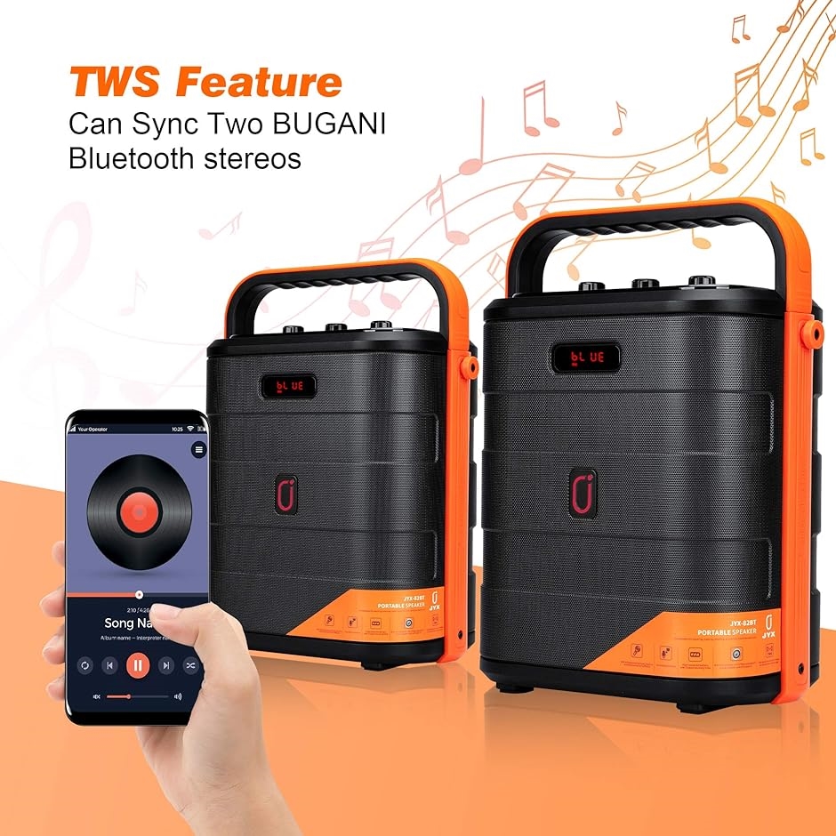 スピーカーセット 拡声器 ワイヤレスマイク1本 Bluetooth 5.0対応 充電式( オレンジ,  L新型（マイク１本）)｜horikku｜05