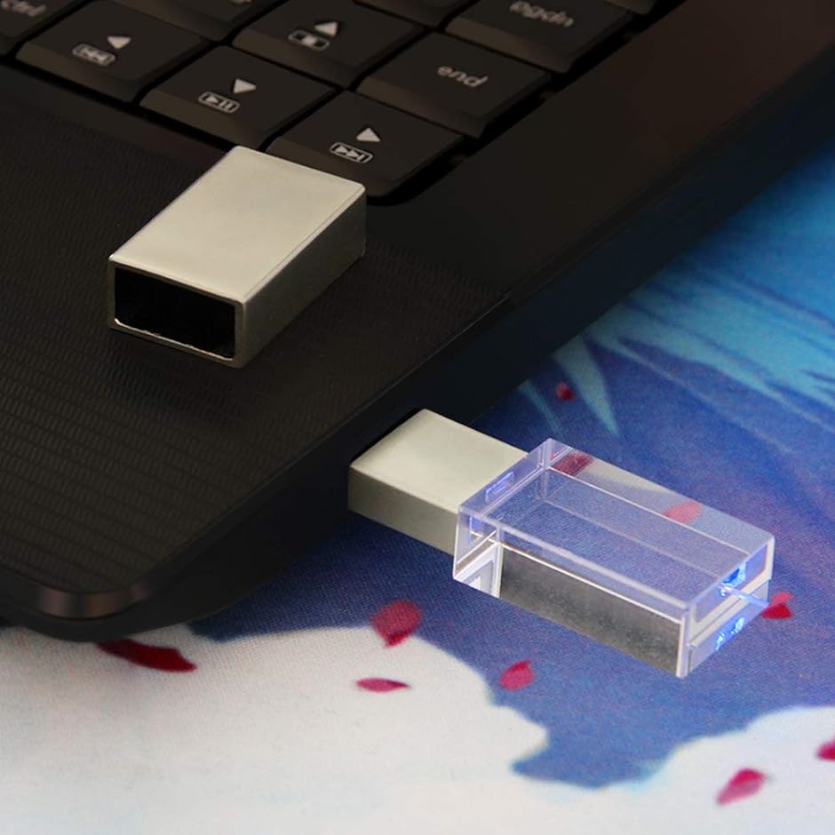 USBメモリ 64GB おしゃれ ガラス製 透明 青色光 マットメタル かわいい USB2.0 シルバー( シルバー,  64GB)｜horikku｜03