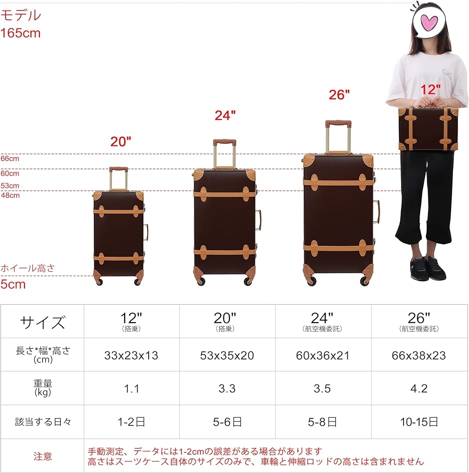 スーツケースセット 超軽量 トランクケース アンティーク調 おしゃれ 出張( ブラウン,  XL(26)+XS(12ハンドバックサイ)｜horikku｜03