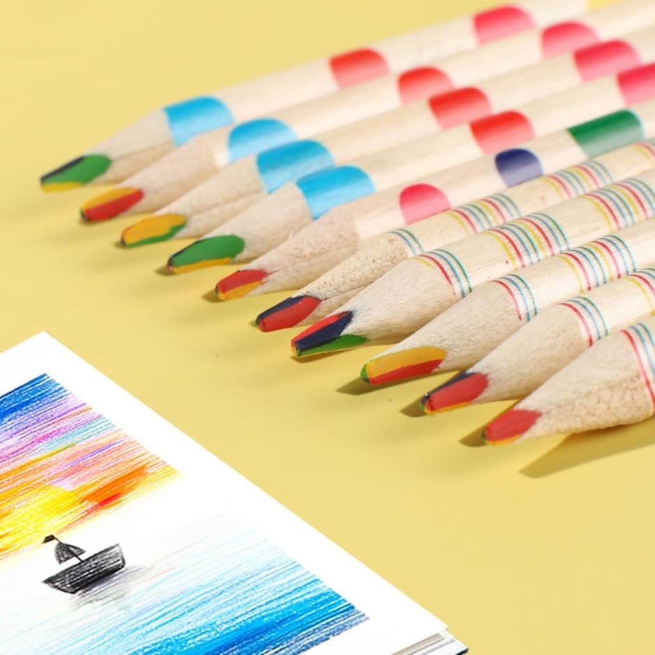 カラフル色鉛筆 レインボー色鉛筆 4色芯 多色えんぴつ 4色鉛筆