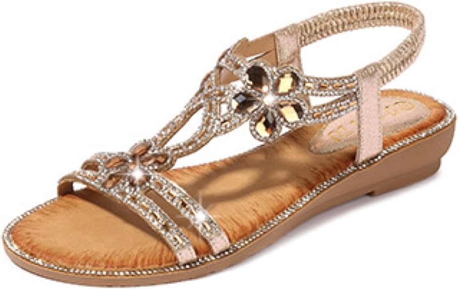 ビジュー サンダル レディース フラットヒール きらきら ライン