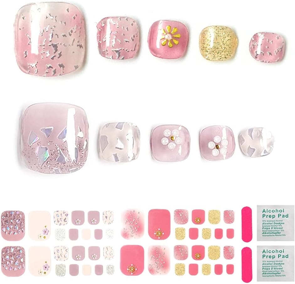 ネイルシール フット 貼るだけ 足用 2枚セット ネイルステッカー 1DF-005