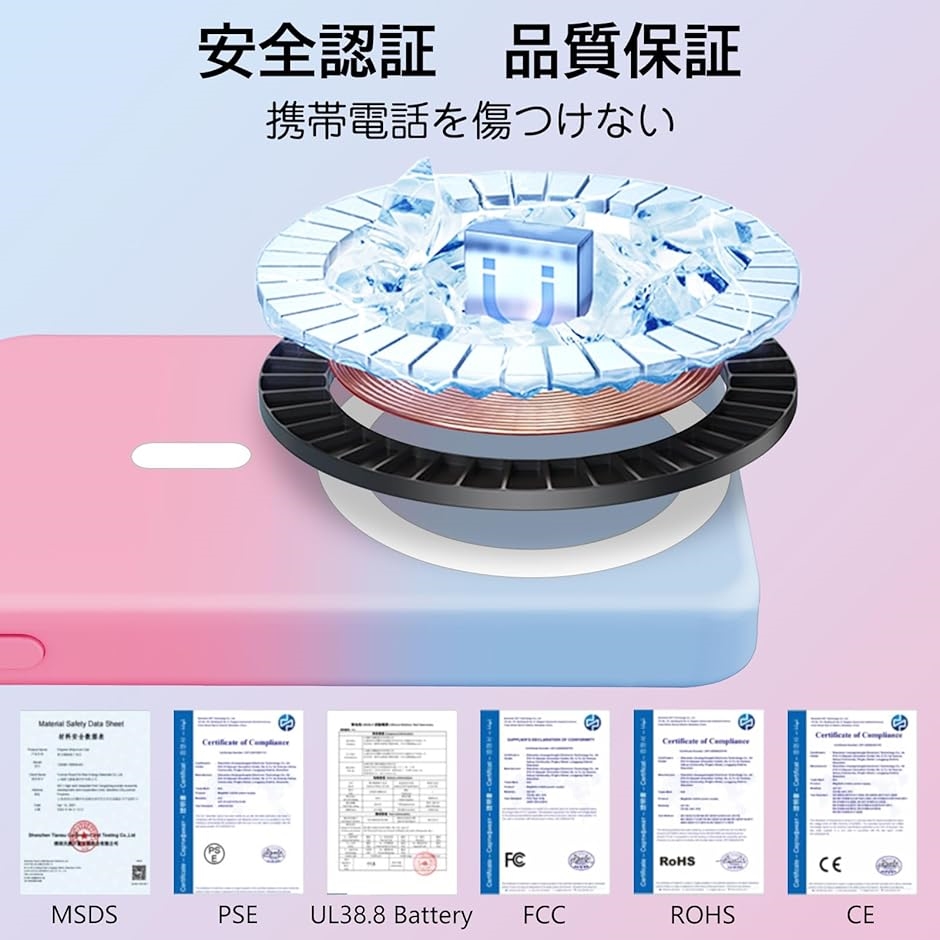 【互換品】 Magsafeモバイルバッテリー マグネット10000mAh 大容量 急速充電 ワイヤレス 15W USB MDM(ピンク＆ブルー) | ブランド登録なし | 05
