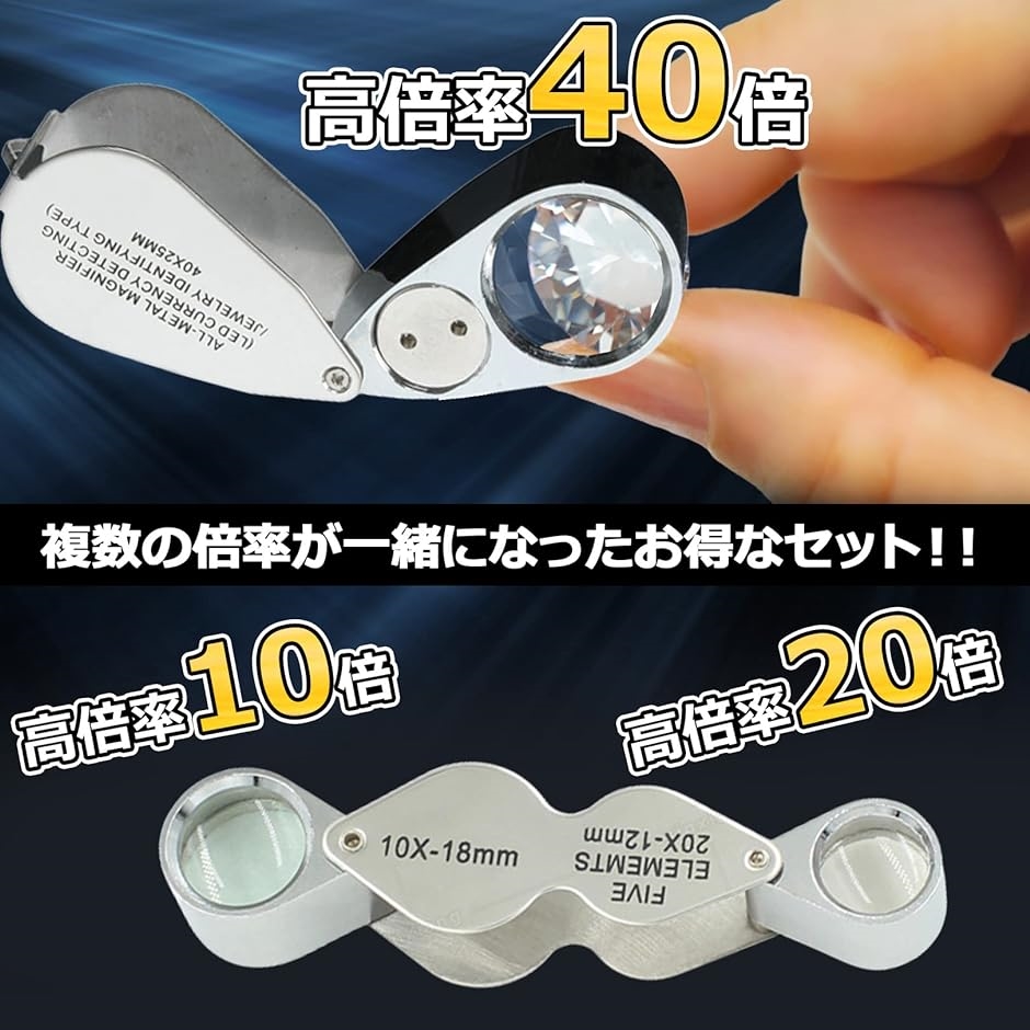 ルーペ LED ライト付き 拡大鏡 携帯用 ケース付き MDM( 10/20/40倍)｜horikku｜03