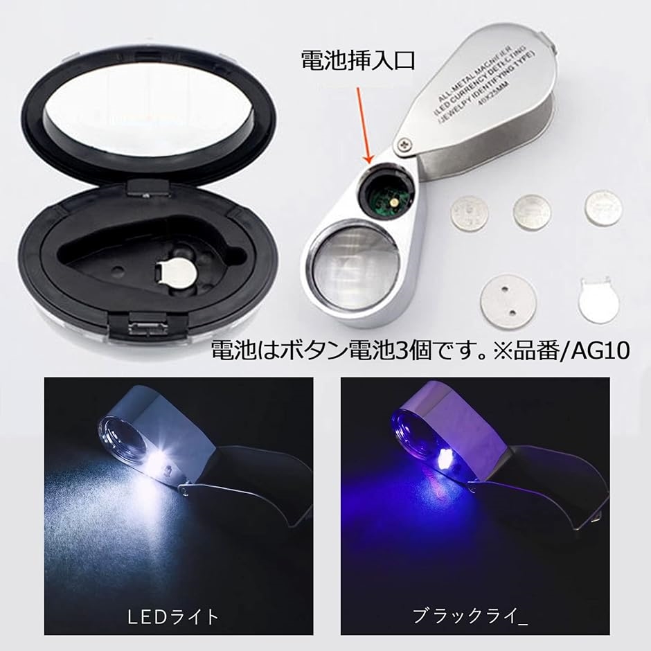 ルーペ LED ライト付き 拡大鏡 携帯用 ケース付き MDM( 10/20/40倍)｜horikku｜04
