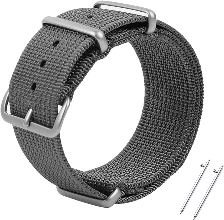 腕時計バンド ナイロン編みの上質なバンド 手首に軽量フィット 通気 取り付け簡単 腕時計ベルト( グレー,  22mm)｜horikku