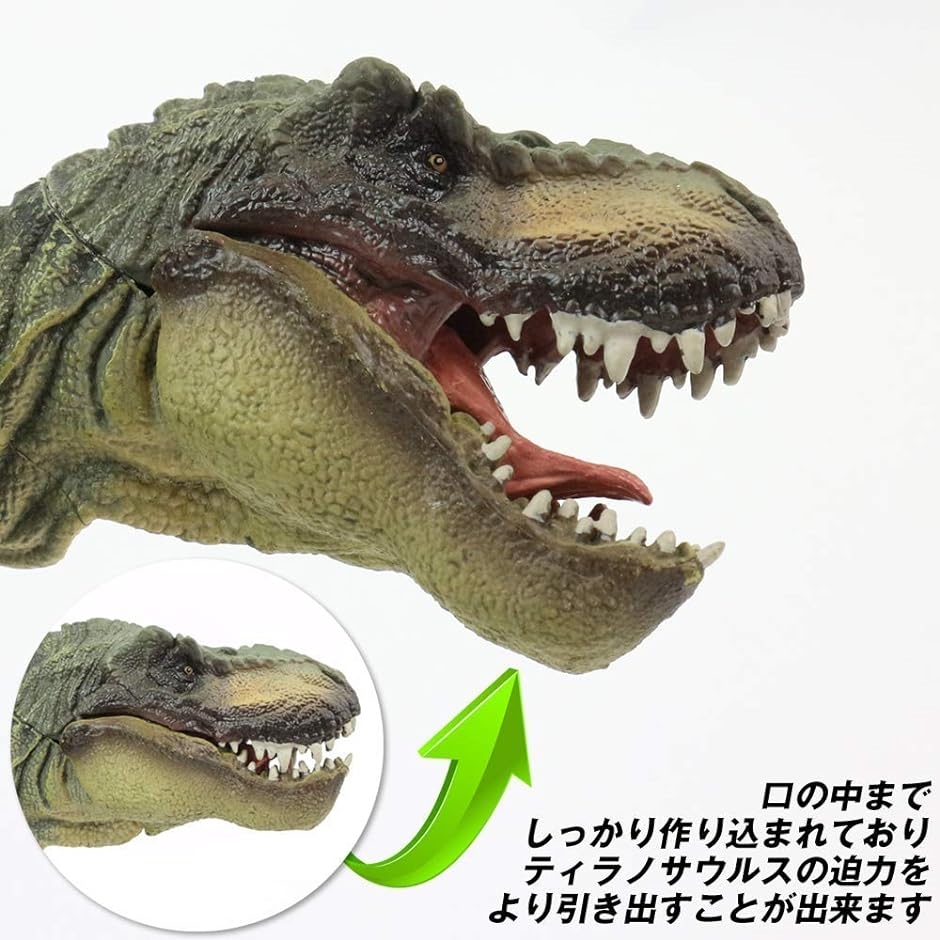 30cm級 恐竜 ティラノサウルス フィギュア 両足自立 PVC 口開閉 MDM( グリーン)｜horikku｜04