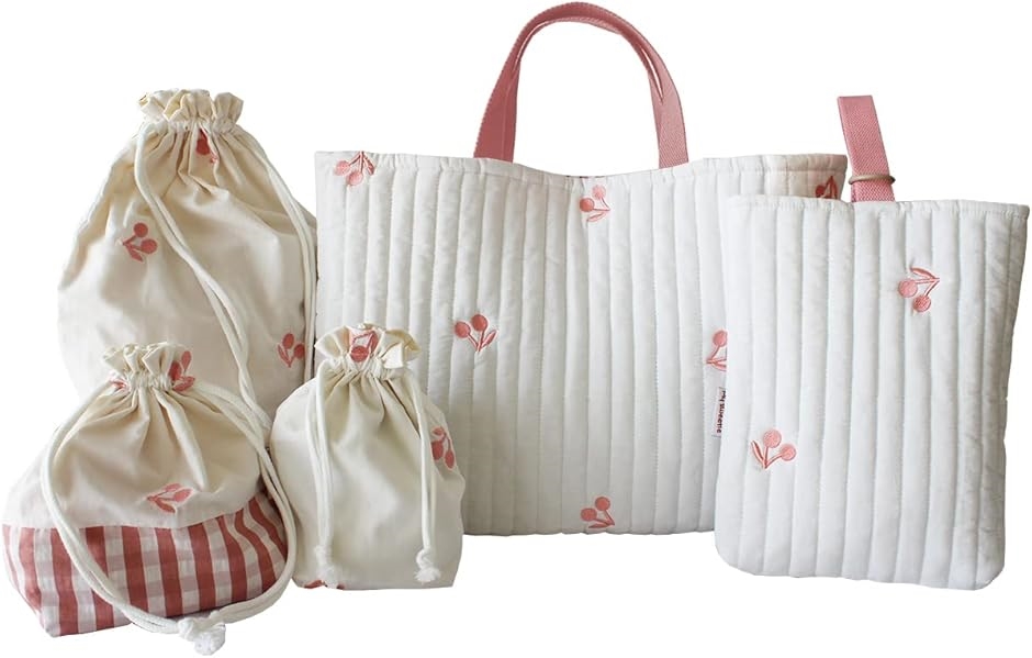 入園入学準備5点セット女の子チェリー柄ハンドメイド