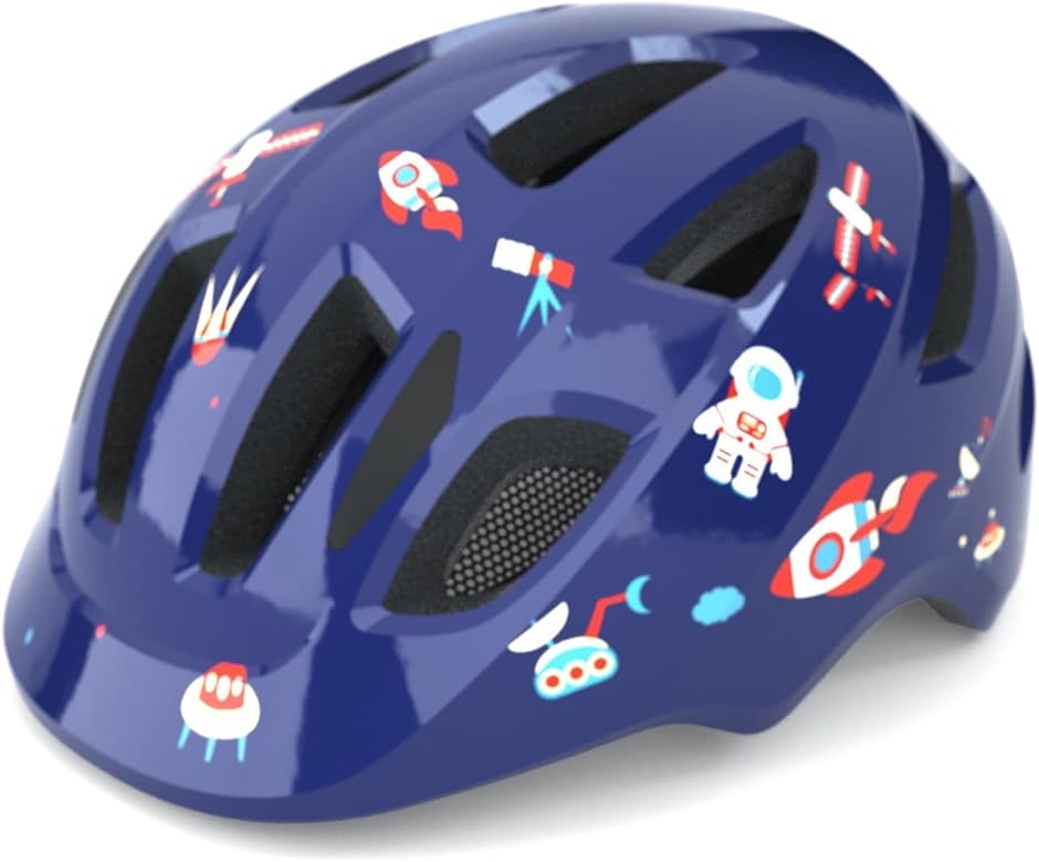 子供用ヘルメット キッズヘルメット 自転車ヘルメット 幼児 児童用 2歳-8歳向け MDM( ネイビー-宇宙飛行士,  S（52-56cm）)｜horikku