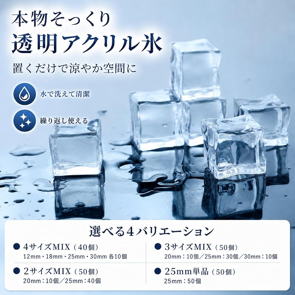 アクリルアイス 角 サンプル 氷 アクリルストーン 透明 かち割り氷