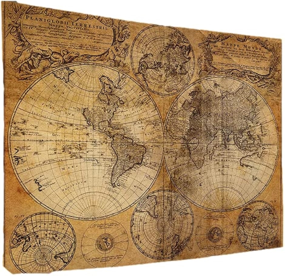 世界地図 ポスター アンティーク マップ ヴィンテージ 壁飾り 布製