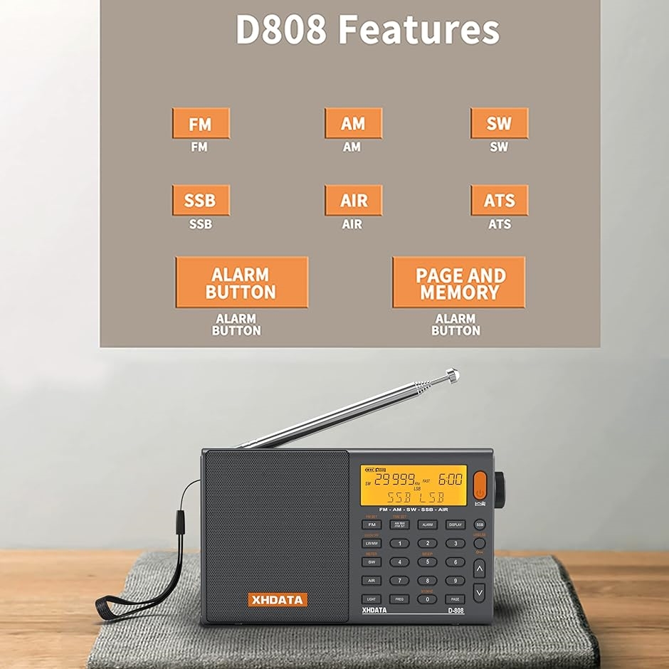 D-808 ポケットラジオ FM AM SW LW エアバンド SSB BCL DSP RDS ポータブルラジオ 日本語説明書付き MDM｜horikku｜04