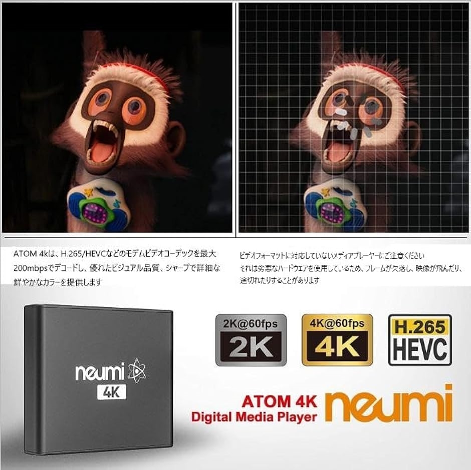 NEUMI Atom 4K V2デジタルメディアプレーヤーNEUMITECH 写真・音楽・動画再生プレーヤー( ブラック)｜horikku｜06