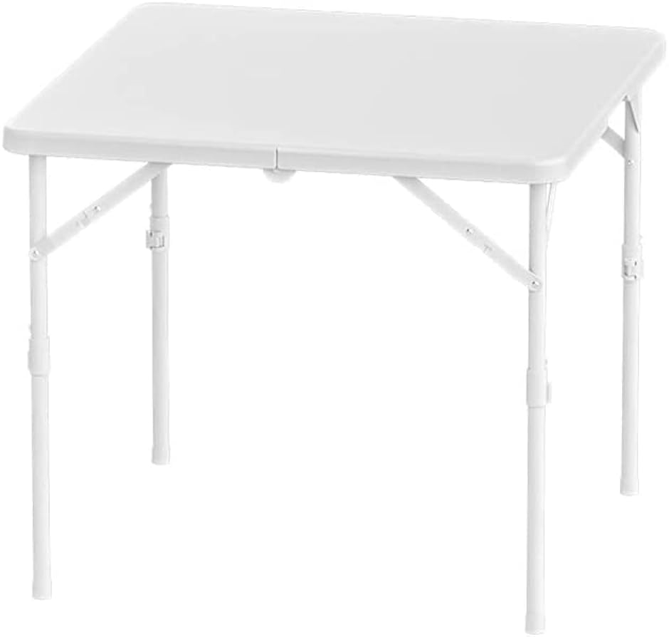 折り畳みテーブル アウトドア 作業テーブル 高さ2段階調整可能 耐荷重120kg 大きい 軽量 持ち運び 室内( ホワイト-86-86)