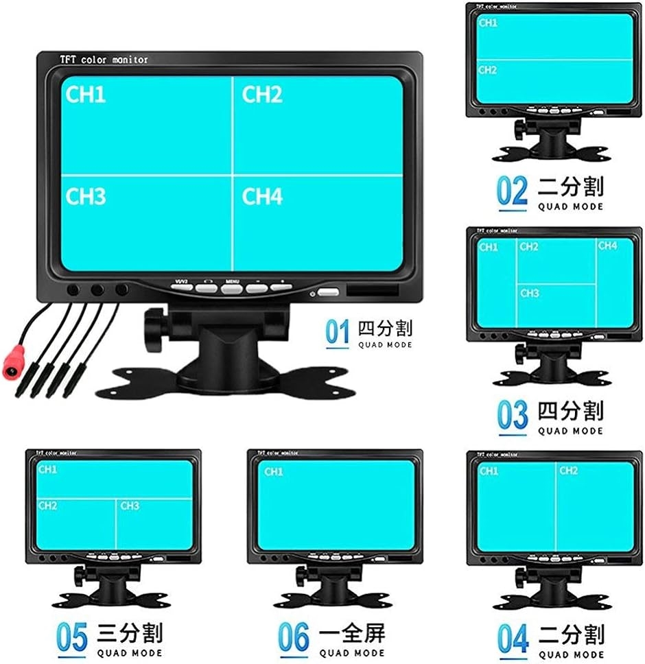 オンダッシュモニター 防水感光バックカメラセット フロント/サイド/バックカメラ監視 ガイドラインあり( 7inch（カメラx4）)｜horikku｜02