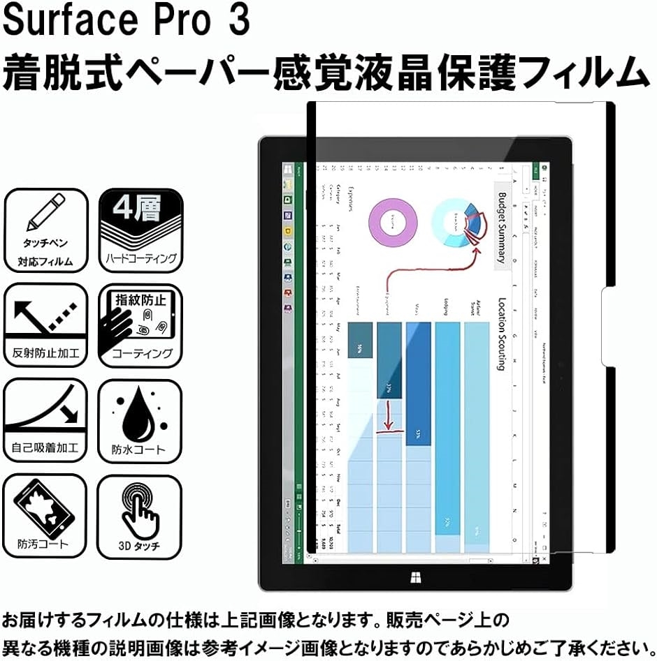 GTO フィルムペーパー 紙感覚 着脱式 アンチグレア Surface Pro3 用 保護フィルム ＆( Surface Pro3)｜horikku｜02