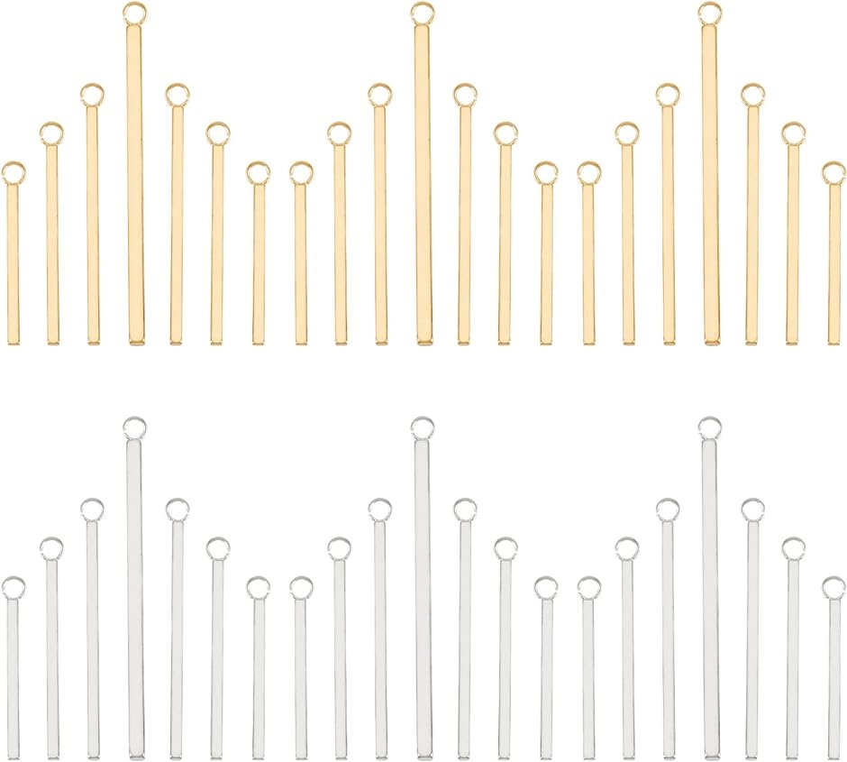44個 4サイズ23-43mm 2色 スティックチャーム ステンレスチャーム 棒 バー パーツ メタルスティック カン付き MDM | ブランド登録なし