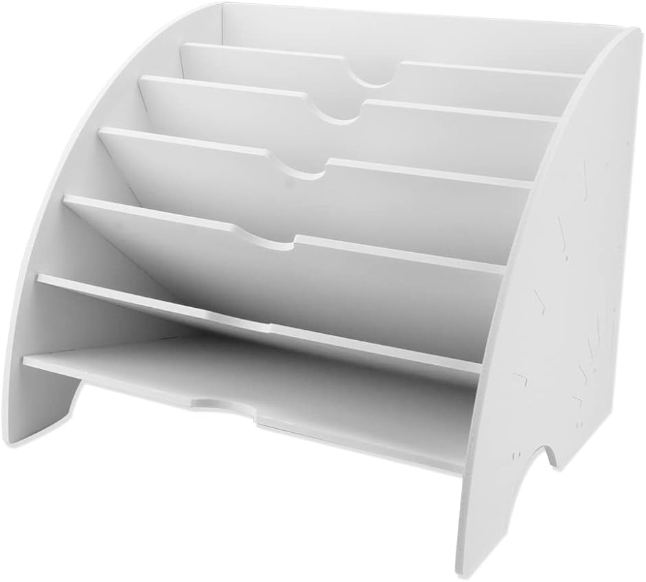 レターケース ファイルケース A4サイズ 書類 プリント 整理整頓 組み立て式 6仕切り( ホワイト)