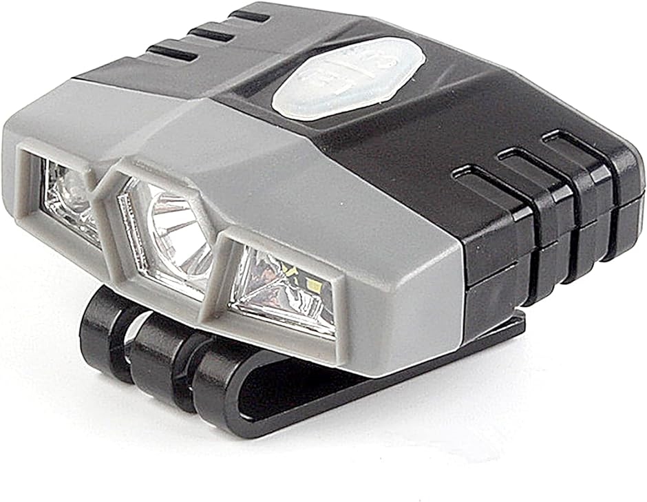 キャップライト 帽子ライトクリップ モーションセンサー 釣りライト アウトドア 角度調整可能 USB充電(グレーx黒, 5cm)