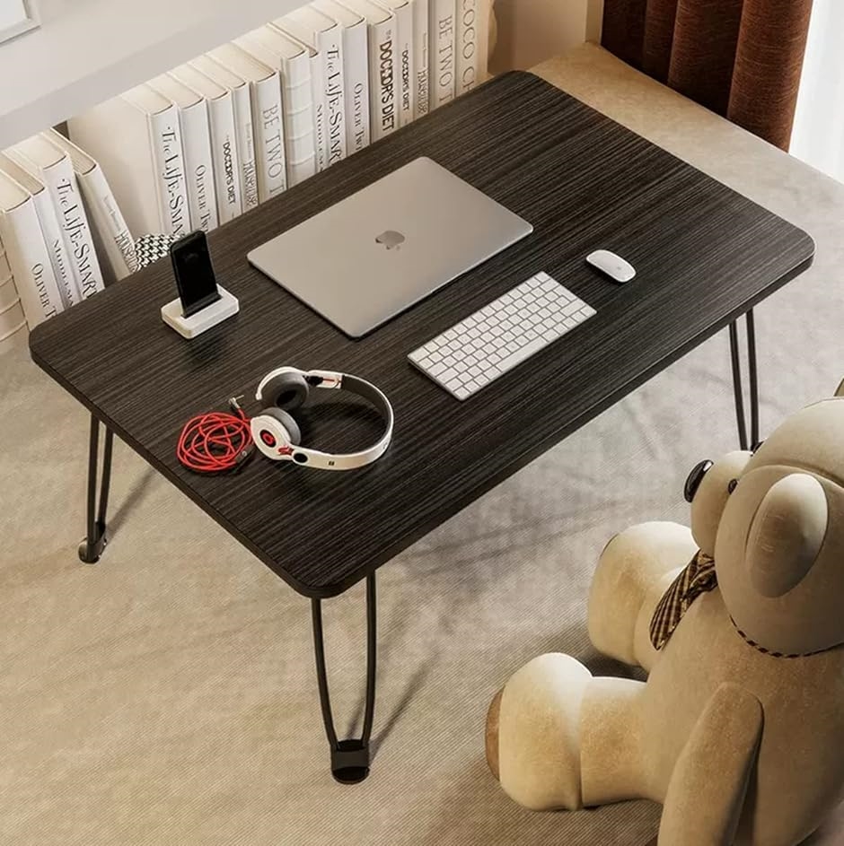 多機能 折りたたみテーブル 非常に安定している 折り畳みテーブル パソコンデスク( ブラック,  長70x幅48cmx高さ36cm)｜horikku｜02