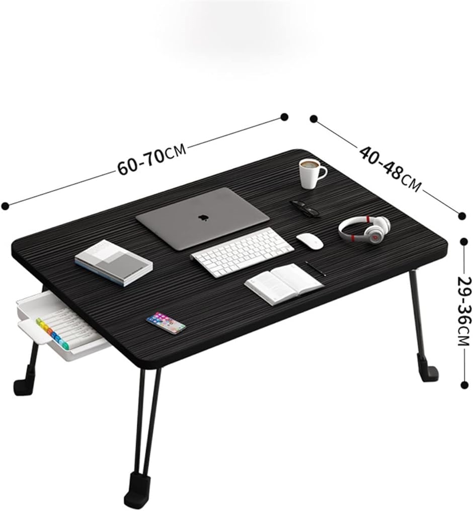 多機能 折りたたみテーブル 非常に安定している 折り畳みテーブル パソコンデスク( ブラック,  長70x幅48cmx高さ36cm)｜horikku｜04