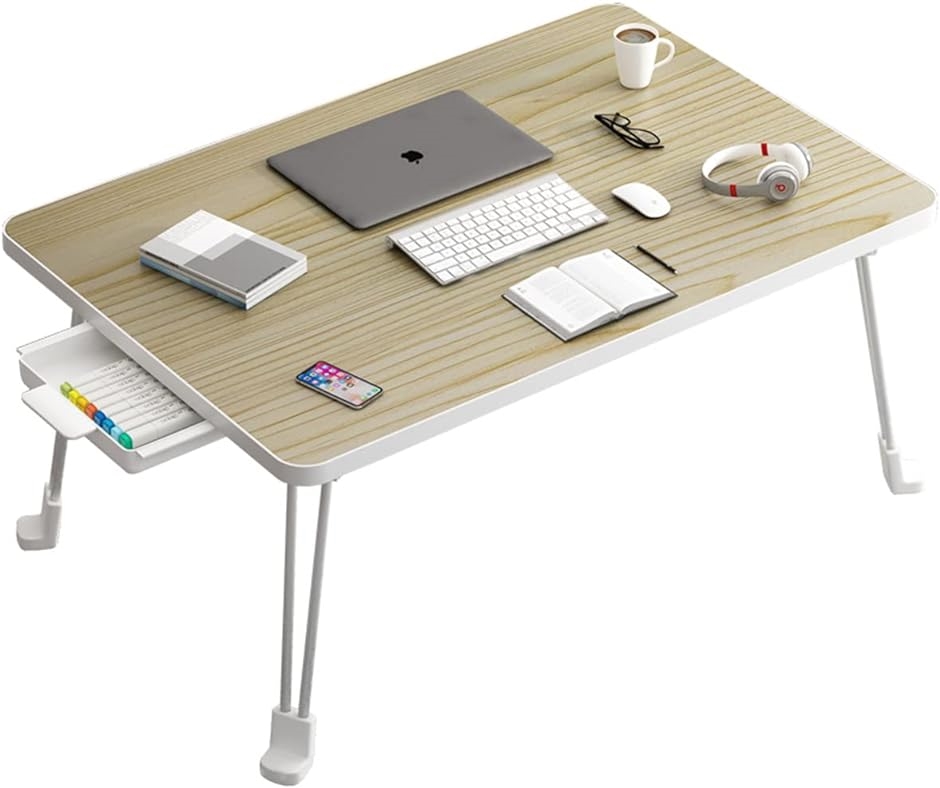 2022年多機能 折り畳みテーブルパソコンデスク座卓 おりたたみテーブル( ブラウン,  長70x幅48cmx高さ36cm)
