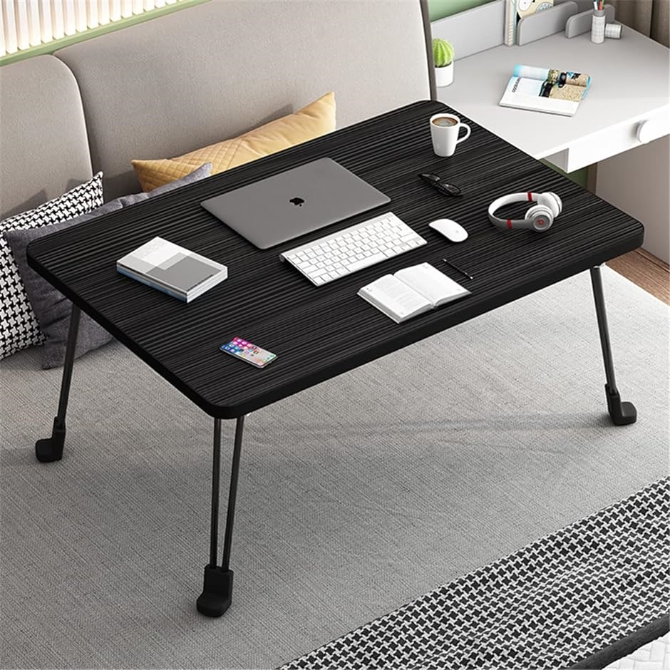 2022年多機能 折り畳みテーブルパソコンデスク座卓 おりたたみテーブル( ブラック,  長60x幅40cmx高さ29cm)