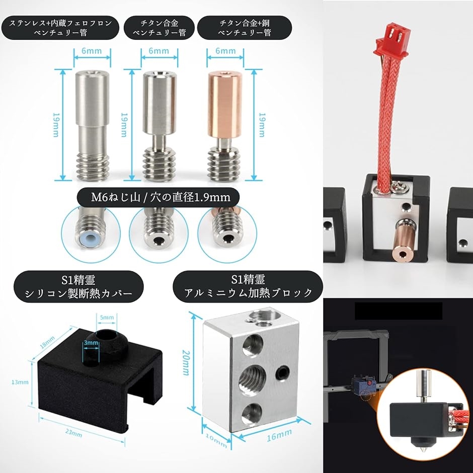 3Dプリンター Ender S1 ヒートブロックキット ホットエンドキット