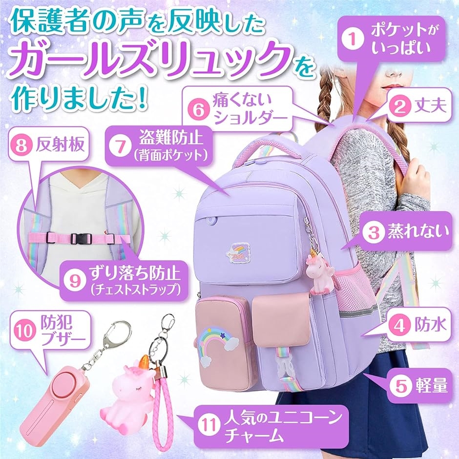 リュック キッズ 小学生 防犯ブザー チェストストラップ リュック
