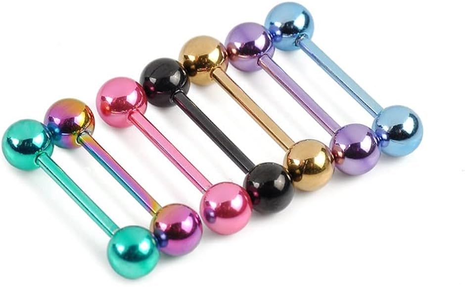 Yahoo! Yahoo!ショッピング(ヤフー ショッピング)ボールピアス カラフル 7点セット 丸玉 バーベル スタッドピアス メンズ レディース 16G ネジ切りタイプ アクセサリー（ブラック）