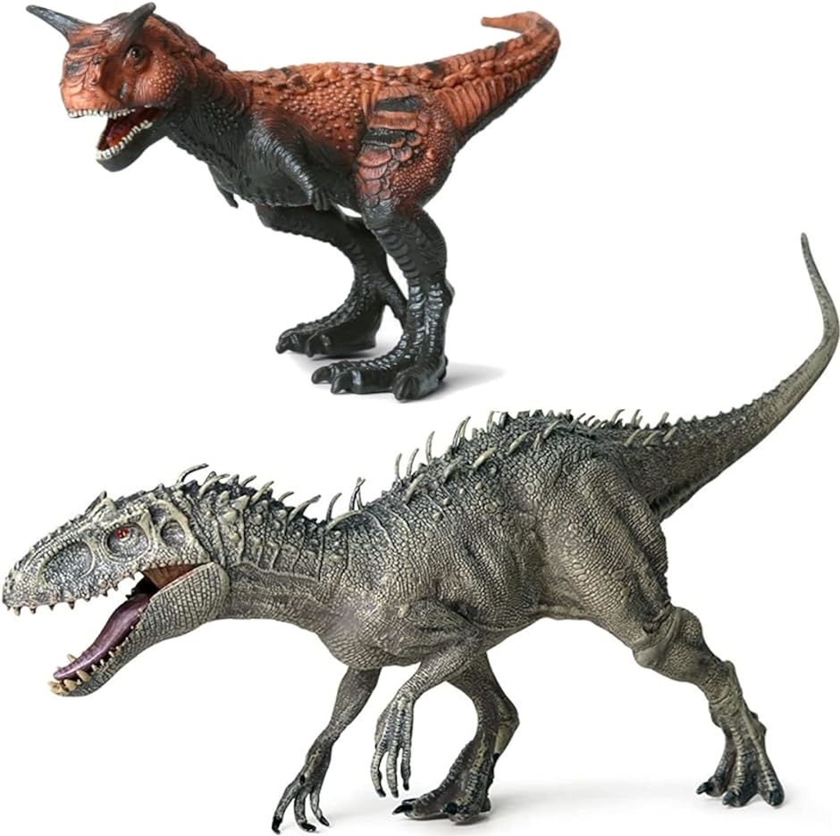 恐竜 フィギュア カルノタウルス インドミナスレックス おもちゃ 赤カルノタ＋灰インドミナス