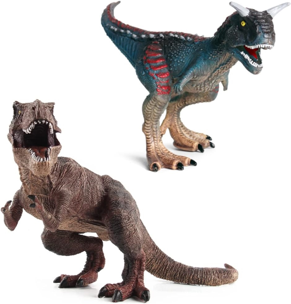 恐竜 フィギュア カルタノサウルス ティラノサウルス おもちゃ ティーレックス カルノサウルス 青カルタノ＋赤Tレックス｜horikku