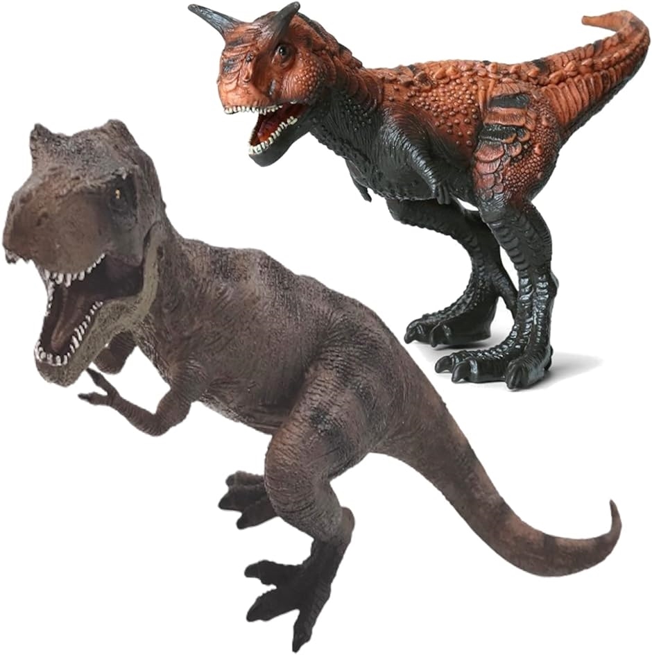 恐竜 フィギュア カルタノサウルス ティラノサウルス おもちゃ ティーレックス カルノサウルス 赤カルタノ＋赤Tレックス｜horikku