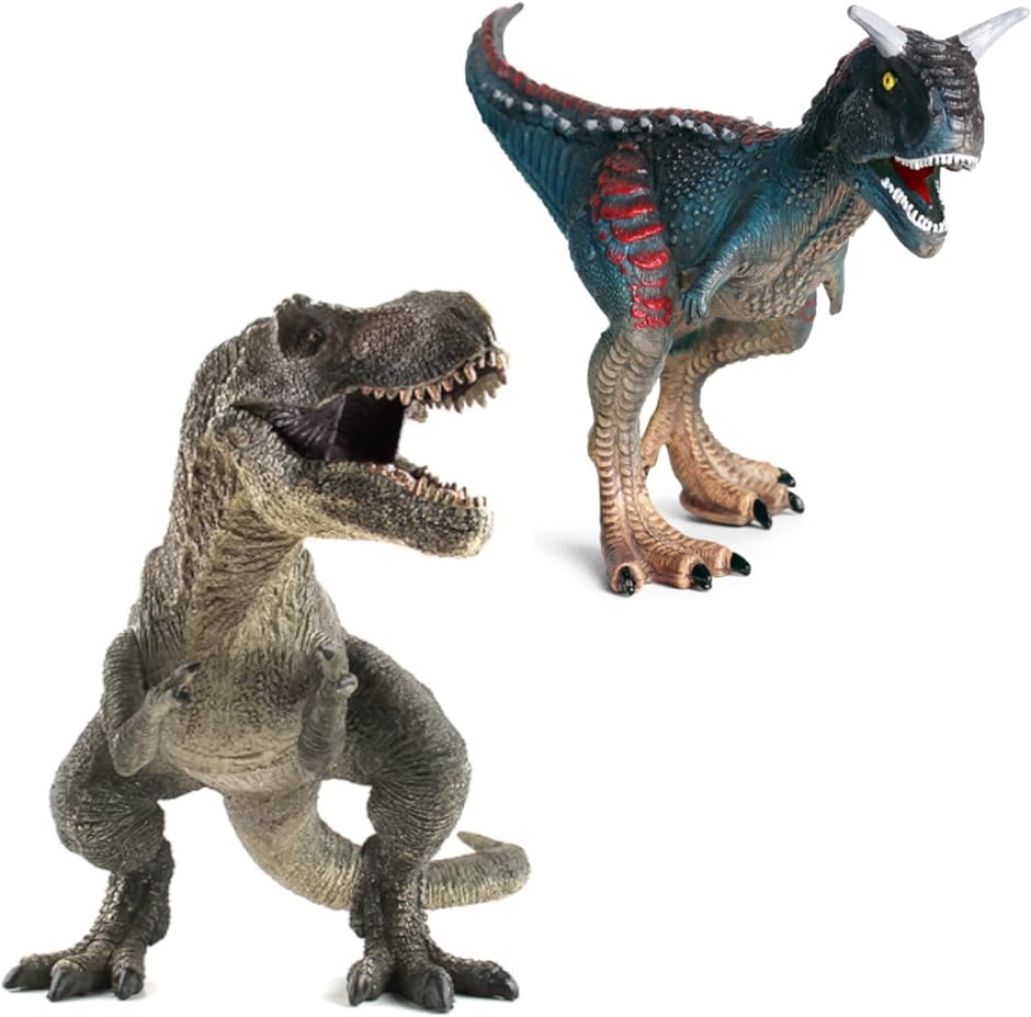 恐竜 フィギュア カルタノサウルス ティラノサウルス おもちゃ ティーレックス カルノサウルス 青カルタノ＋緑Tレックス