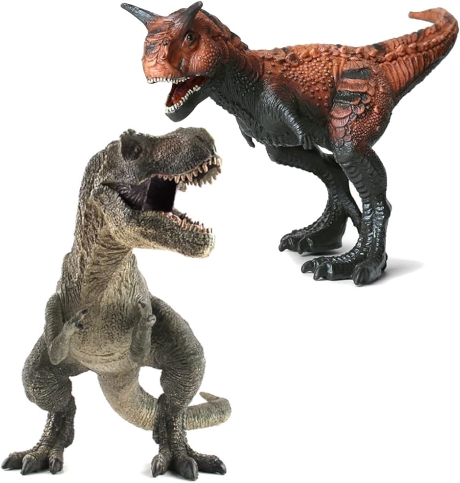 恐竜 フィギュア カルタノサウルス ティラノサウルス おもちゃ ティーレックス カルノサウルス 赤カルタノ＋緑Tレックス｜horikku