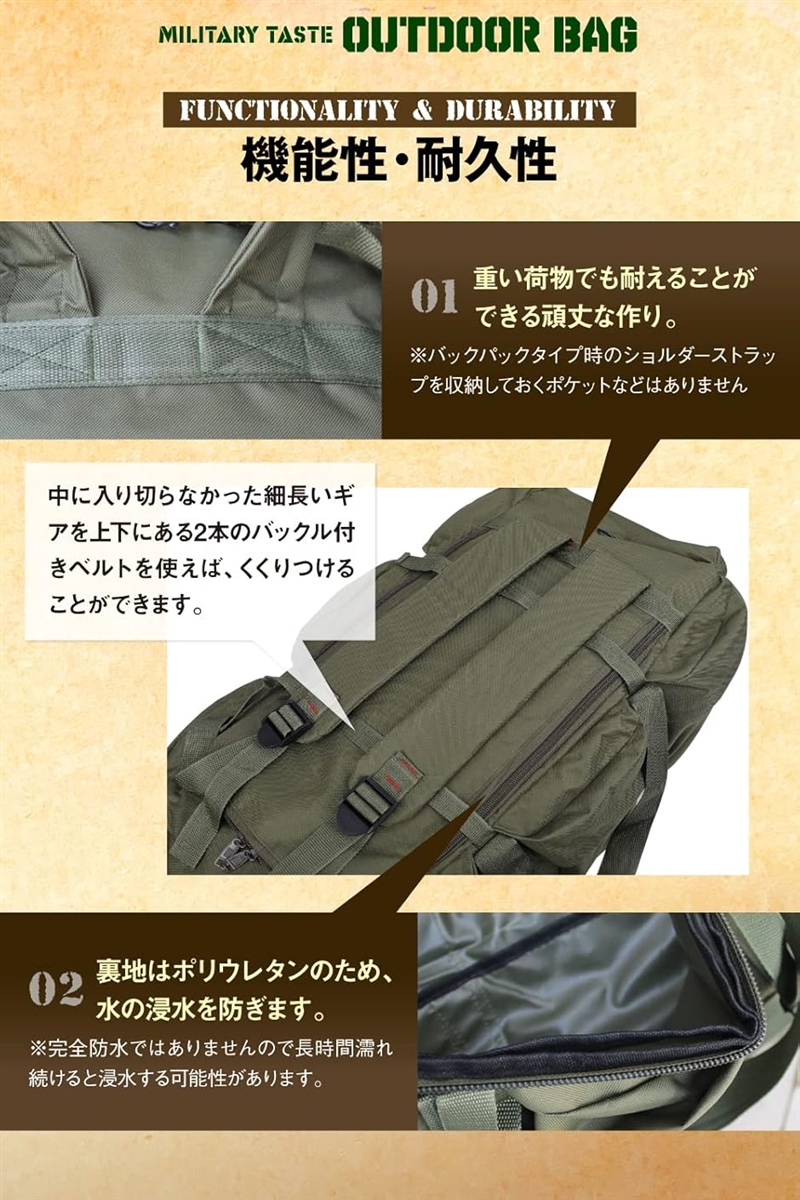 キャンプ バッグ ミリタリーバッグ コンテナ 収納 ボックス 大容量 3way バックパック(ブラック)_5