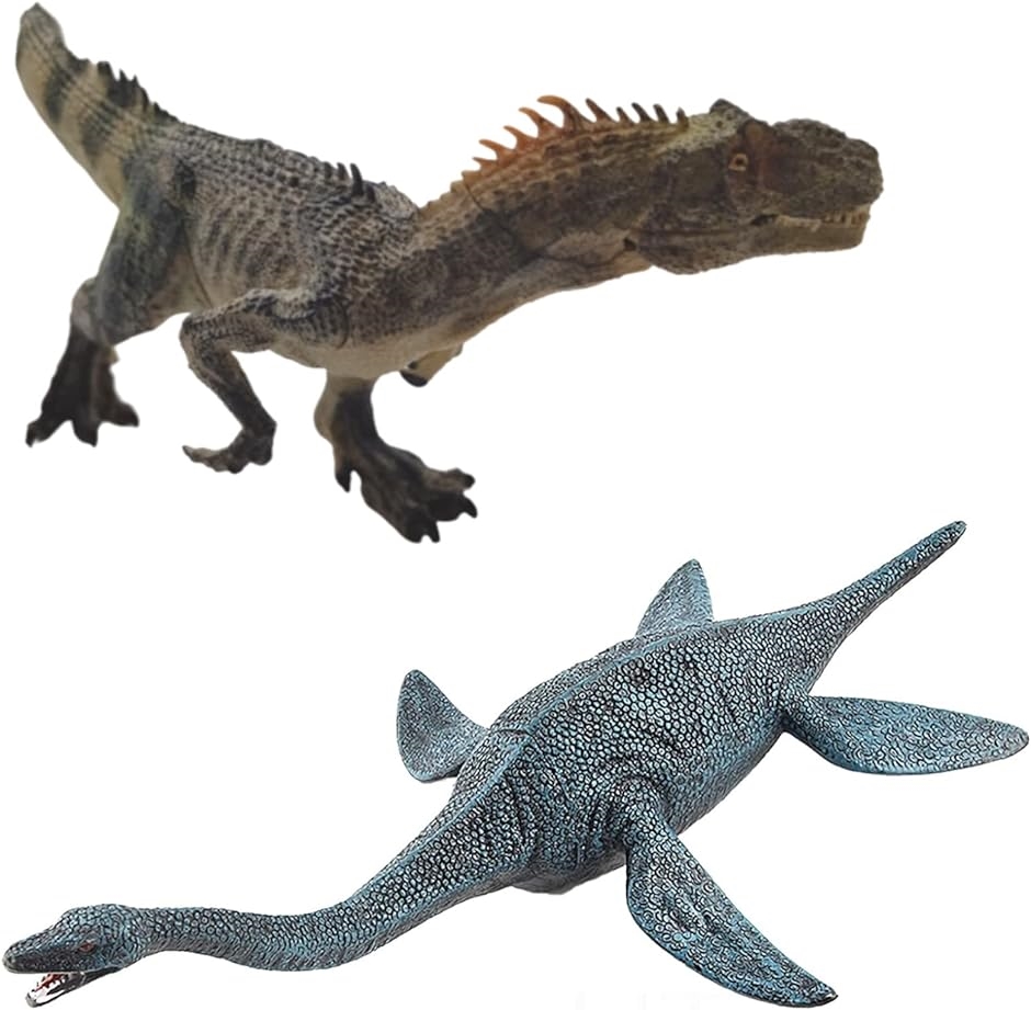 恐竜 フィギュア セット アロサウルス プレシオサウルス 海 おもちゃ 6+ 緑アロサウルス＋プレシオ