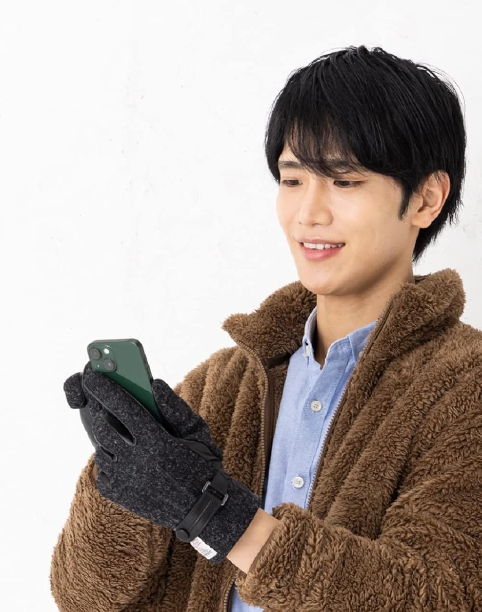メンズ スマホ対応 ハリスツイード レザー 手袋 裏起毛 24cm ケース