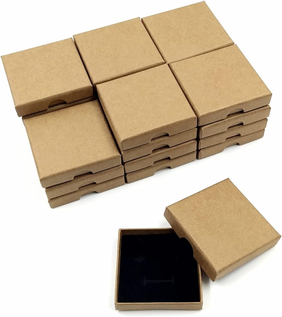 ギフトボックス 薄型 正方形 アクセサリー クラフト紙 ラッピング 箱 24個セット 8x8x1.6cm( 8x8x1.6cm)