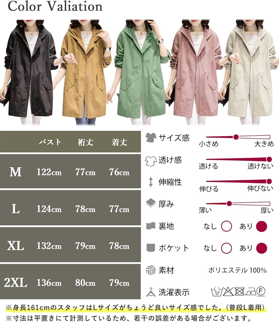 マウンテンパーカー 長め丈 アウター ブルゾン レディース 春 秋