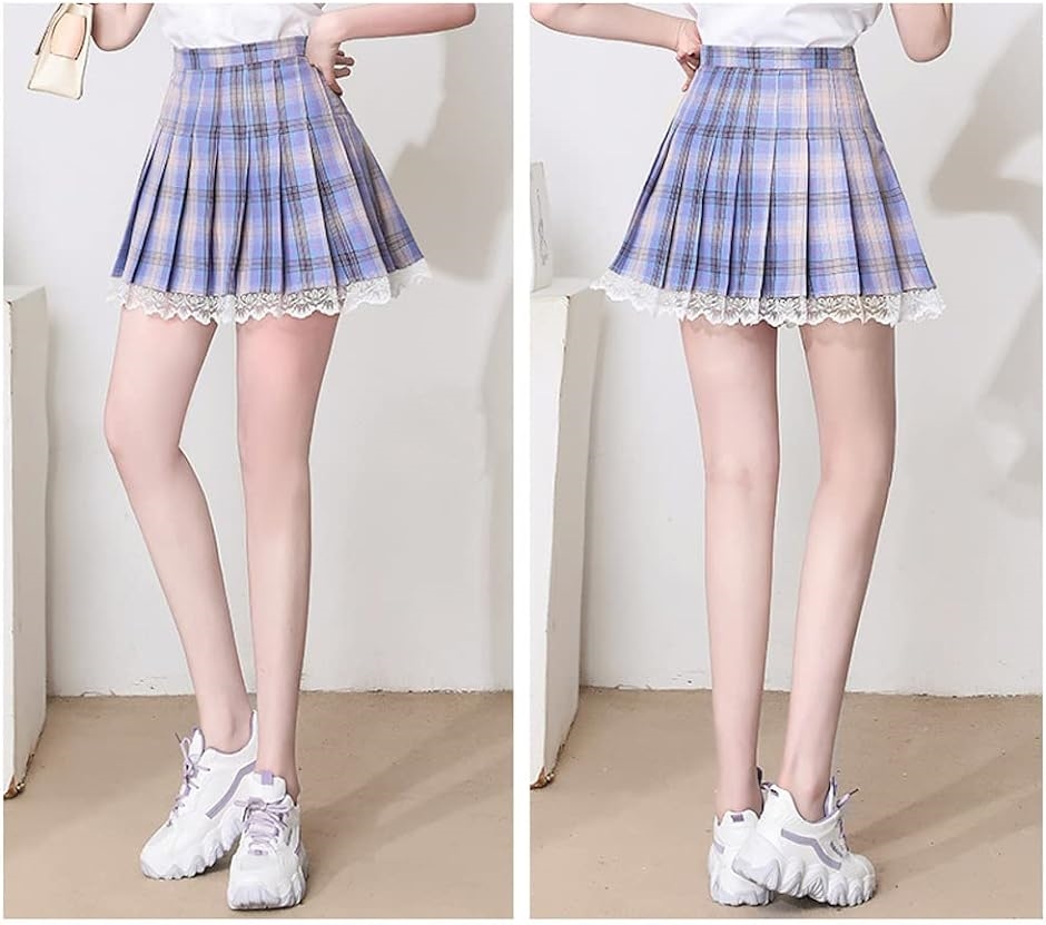 フォクシー　麻　水色　チェックプリーツスカート サイズ40 スモーキーブルーのチェックプリーツスカート（48cm丈）は制服