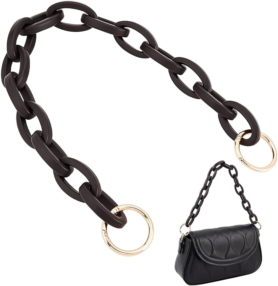 バッグ持ち手 アクリル バッグチェーン 交換用 ハンドバッグ 取っ手 ダークブラウン