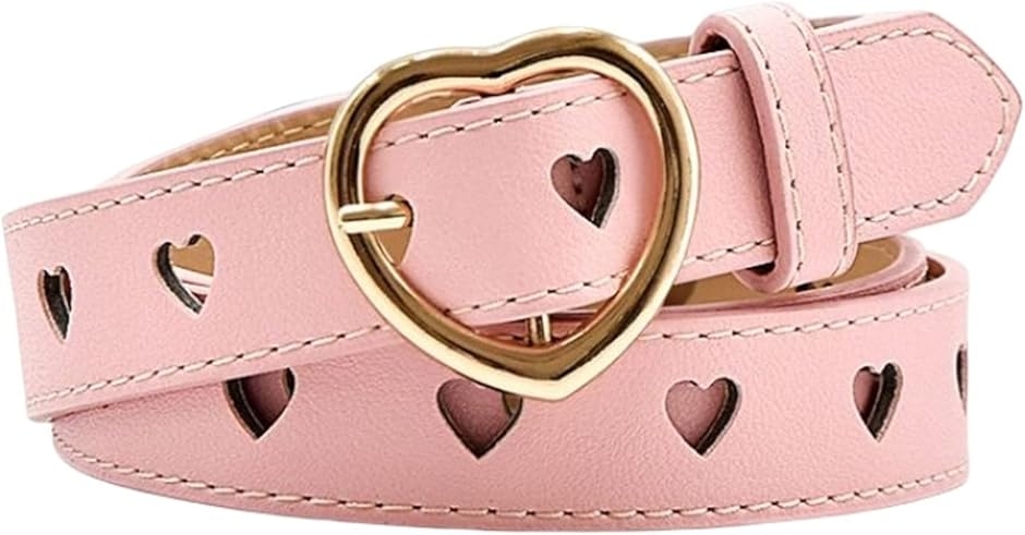レディース ベルト ハート 細め カジュアル 合皮 ハートバックル