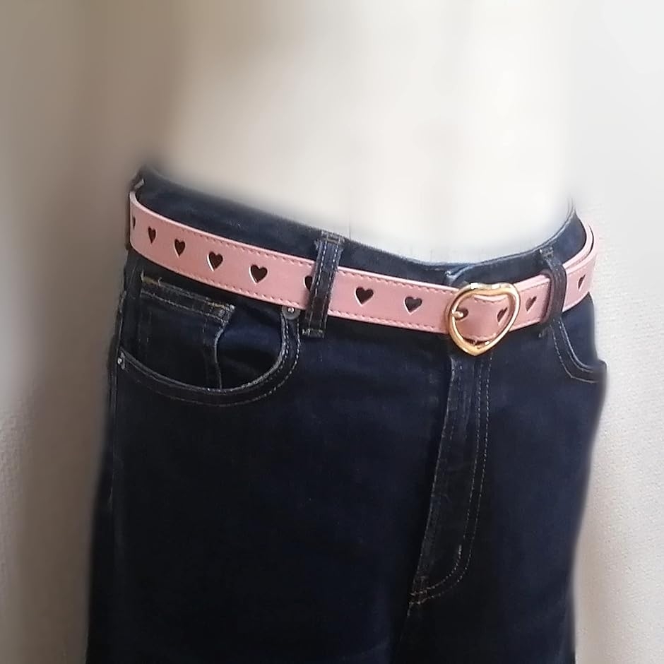 レディース ベルト ハート 細め カジュアル 合皮 ハートバックル