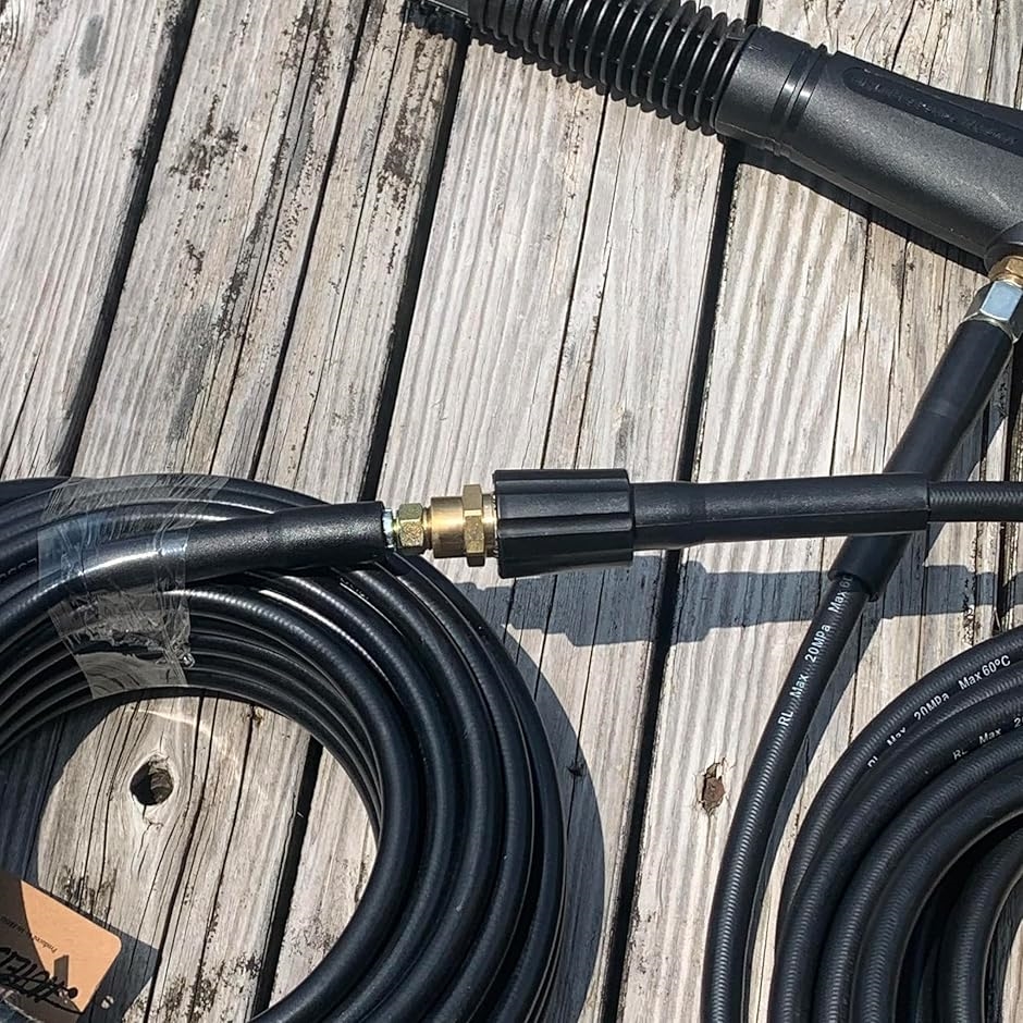 【互換品】 京セラ 旧リョービ対応 家庭用 高圧洗浄機 延長 ホース 40MPa 60℃ M22めねじ 軸心15mm (ブラック, 8M) 関連画像5