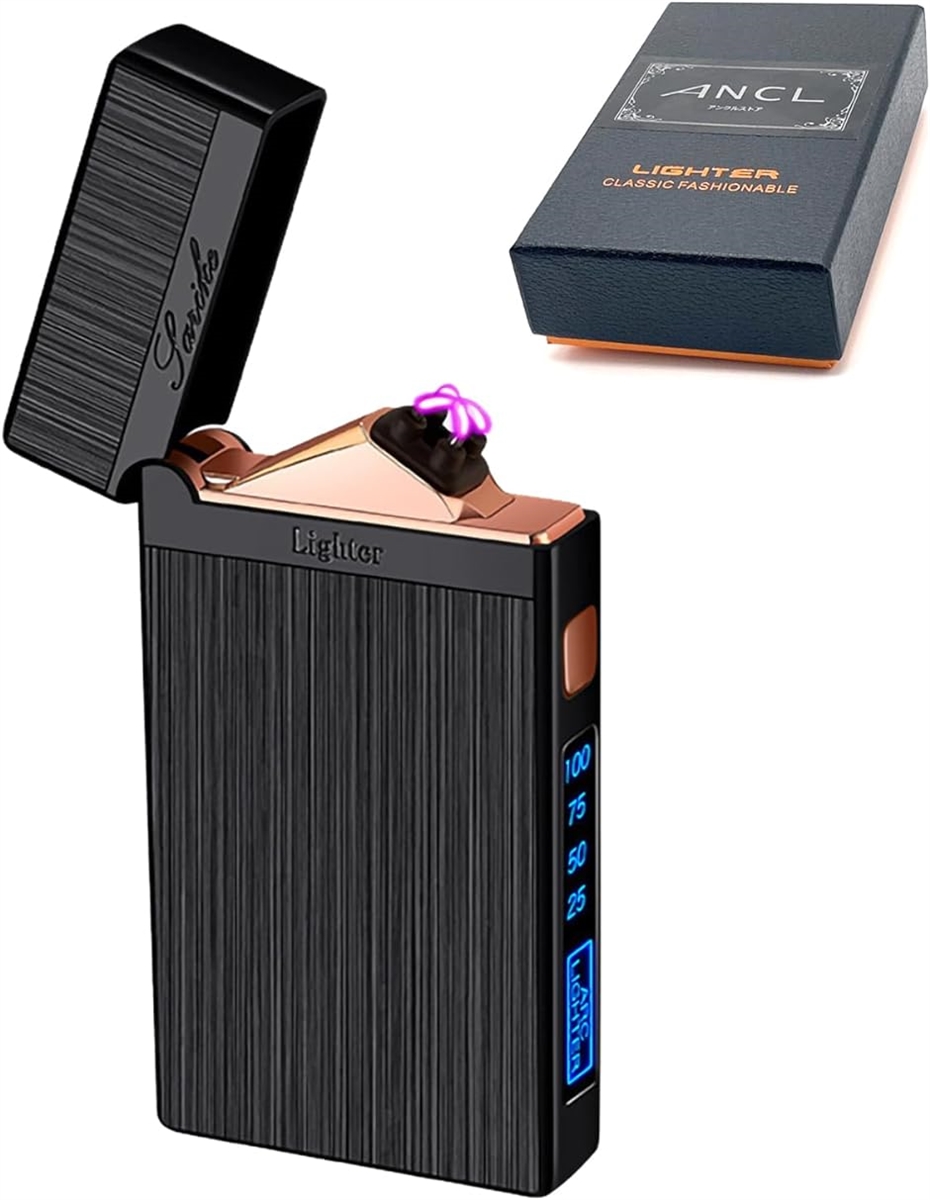プラズマライター ライト付 電子ライター USB充電式( ブラック)｜horikku