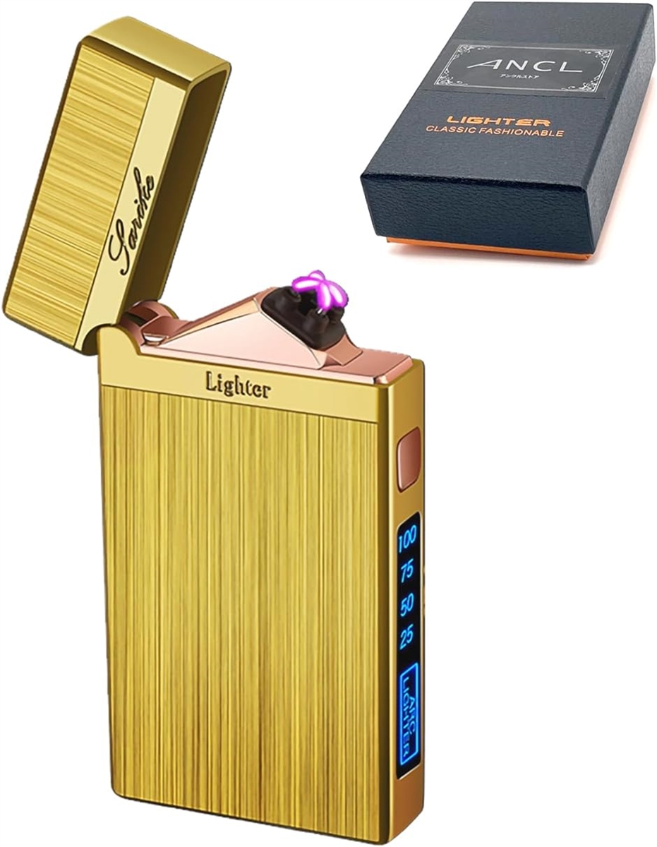 プラズマライター ライト付 電子ライター USB充電式( ゴールド)｜horikku