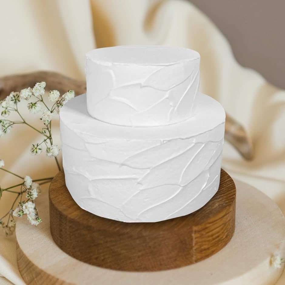 クレイケーキ 土台 2段 フェイクケーキ ダミーケーキ用ベース ハンドメイド (ミニ,  2段ウェーブ)